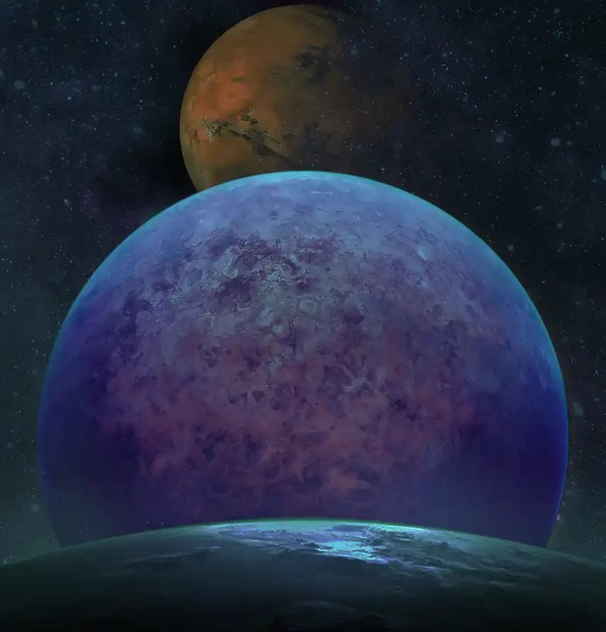 Space-themed illustration for Space Resources and Asteroid Mining